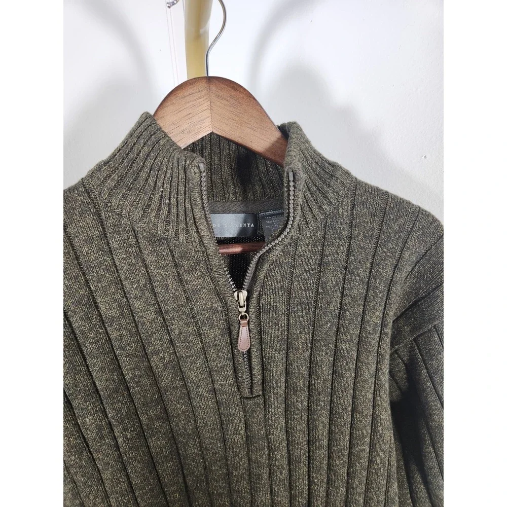Oscar De La Renta Mens Quarter Zip Dark Gray‎ Knit Sweater Size XL